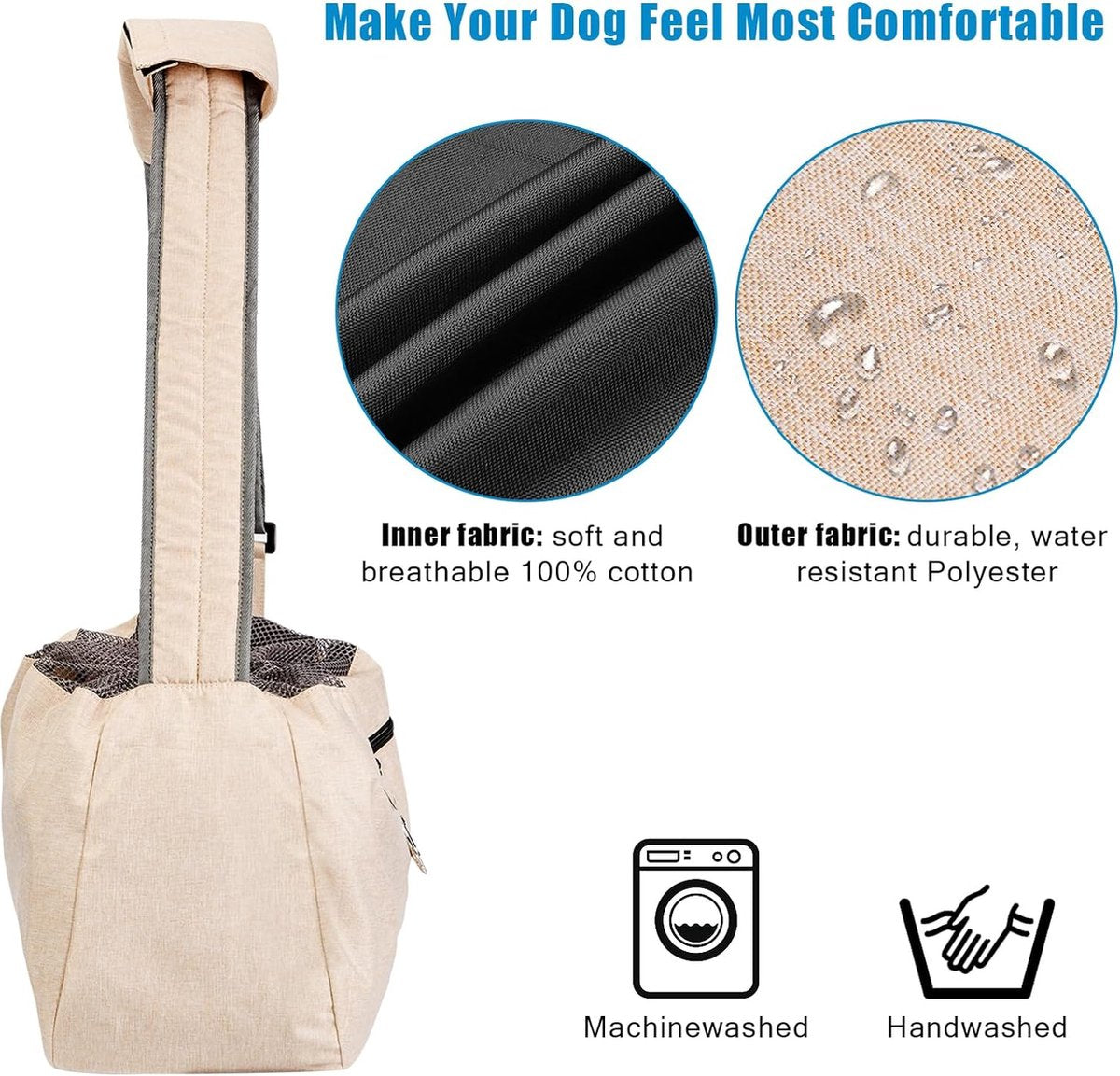 Dog carrier bag, large dog bag up to 11 kg, dog sling carrier, reversible and hands-free dog bag with adjustable strap and shoulder pads for outdoor use