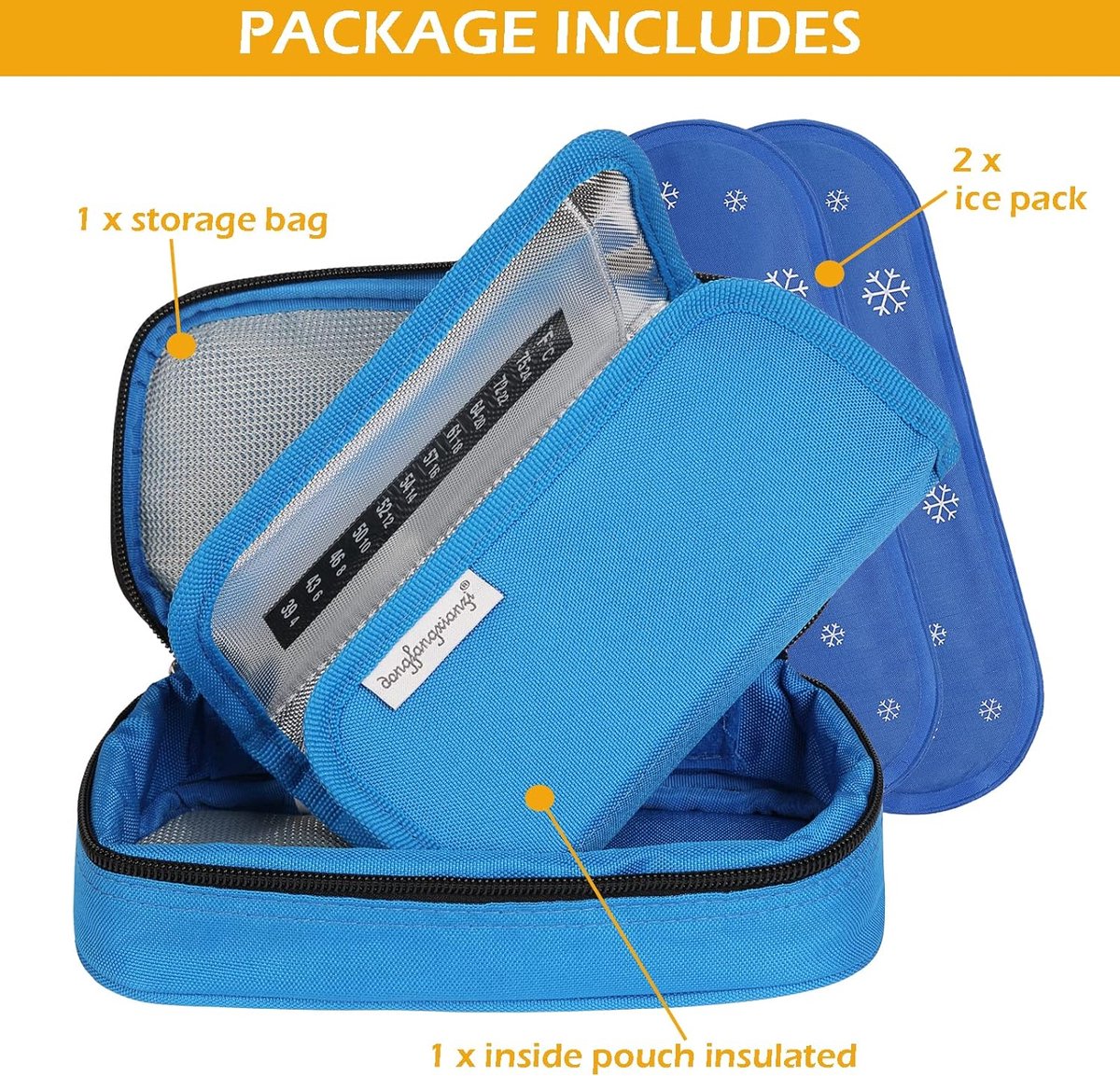 Insuline Cooler Reisetui Draagbare Diabetische Medicatie Insuline Penhouder Organisator Tas Medicijn Koeltas met 2 Ice Pack Gel (Blauw)