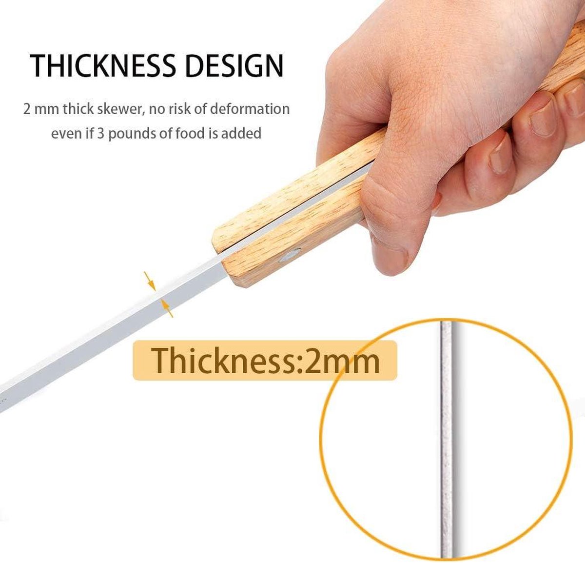 Adana spiesen kabobs shish kebab - grillen metalen roestvrijstalen BBQ spiesen - kebab spiesen brede set zak (60cm lang 2,5cm breed)