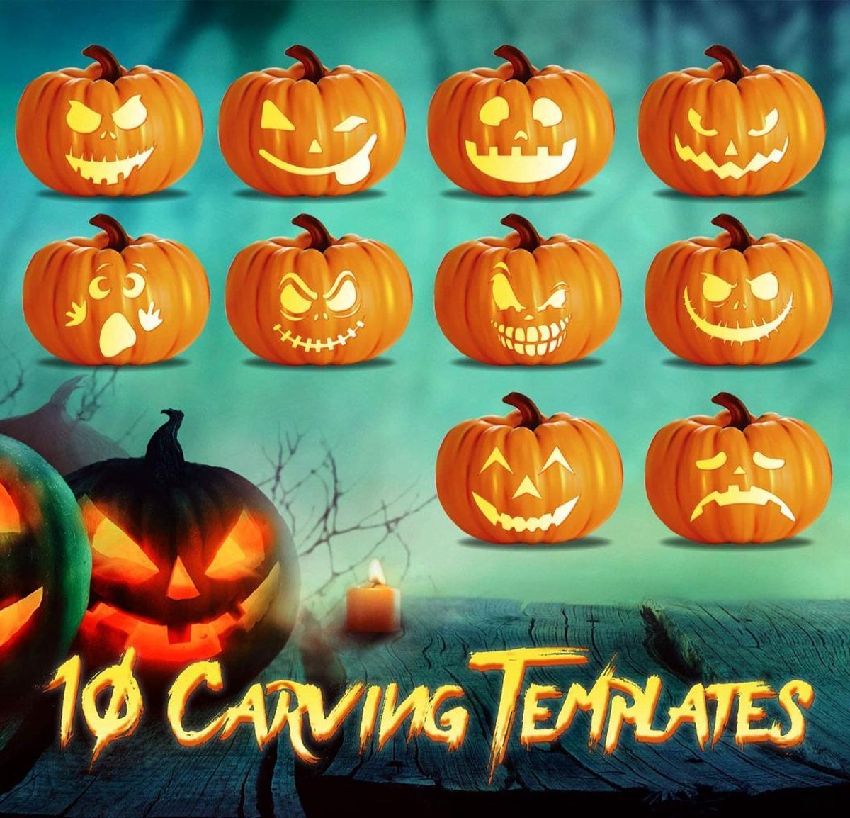 Pompoen Snijset Gereedschap Uitsnijden Uithollen Van Pompoenen Halloween Inclusief Opbergtasje En 10 Papier Sjablonen