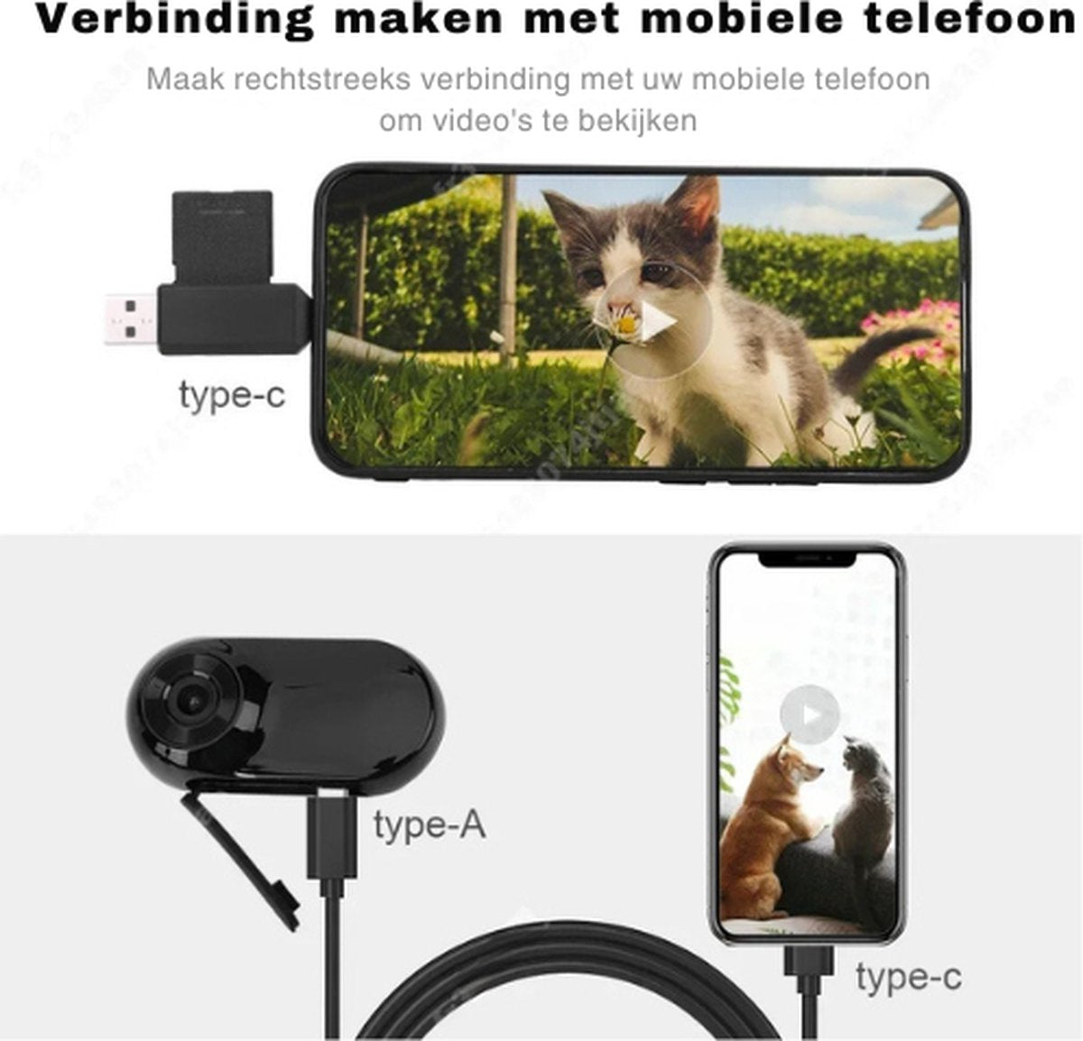 Rakmishop - Halsband camera - Incl 128GB SD - Halsbandcamera - Huisdiercamera met app - Huisdiercamera - GPS Tracker - 2-3 uur opnemen - HD 1080P