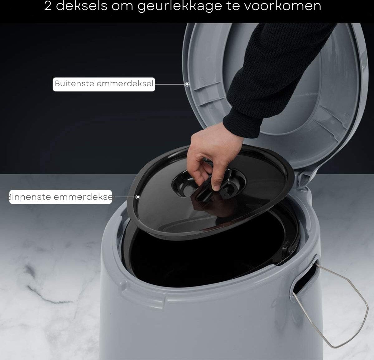 Kampeertoilet Hoge Zit – Draagbaar Toilet Met Toiletpapierhouder – Kampeertoilet Met Maximale Belasting 200 KG – Chemisch Toilet Met Verwijderbaar Emmerinzetstuk - Voor kamperen, Wandelen En Reizen - Reistoilet