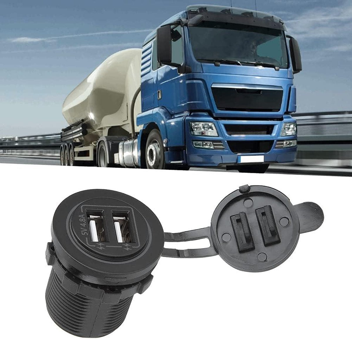USB-gevoede Autolader 48A 5V met ABS 60cm 12/24V voor Auto Boot ATV - Optie voor Snel Opladen