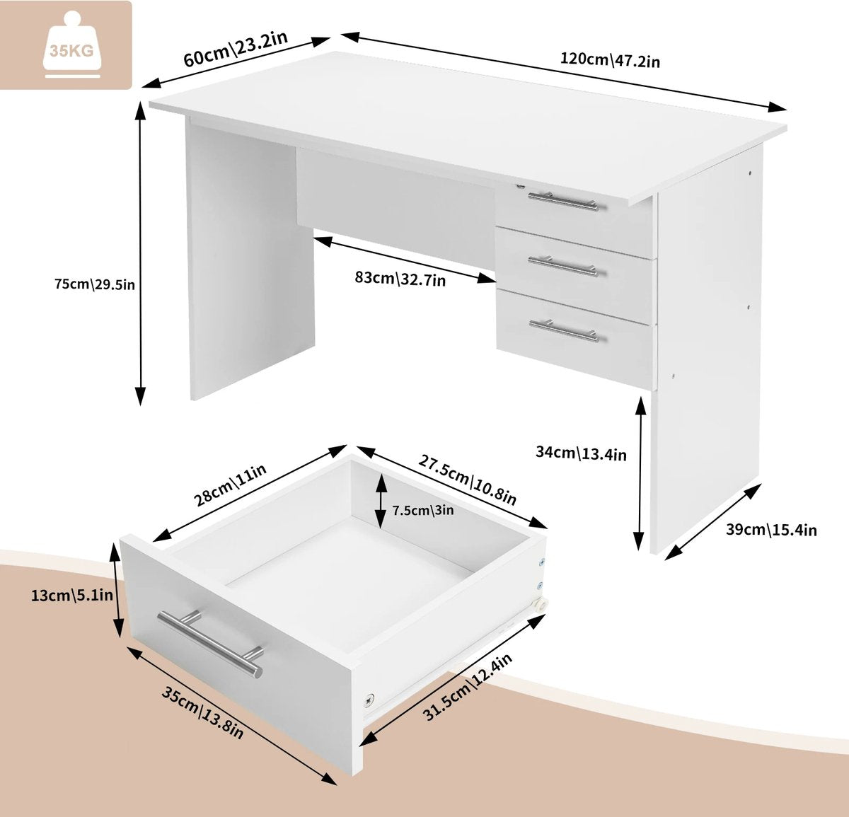 Simpel Bureau - Bureau - Luxe Bureau - Laptop Tafel - Vintage - Industrieel Bureau - Zwart