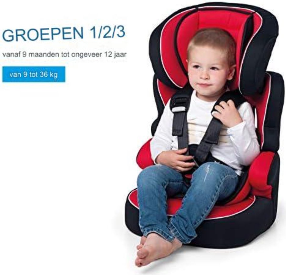 Autostoel groep 2 3 - Autostoel groep 1 2 3 - Autostoeltje voor kinderen - (9-36 kg), voor kinderen van 9 maanden tot 12 jaar, zonder IsoFix - Rood