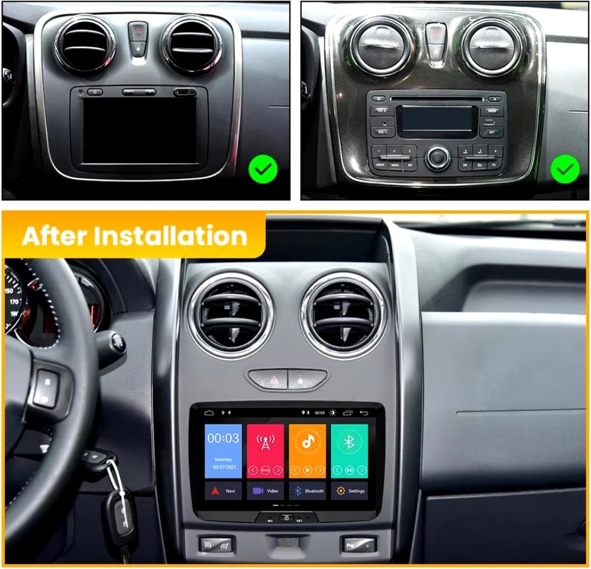 Dacia & Renault | Logan, Dokker, Duster, Sandero, Lodgy, Capture, Symbol | 2010 - 2020 | Carplay & Android auto | 1GB & 32GB | Autoradio met navigatie | Radio scherm | 2010 2011 2012 2013 2014 2015 2016 2017 2018 2019 2020