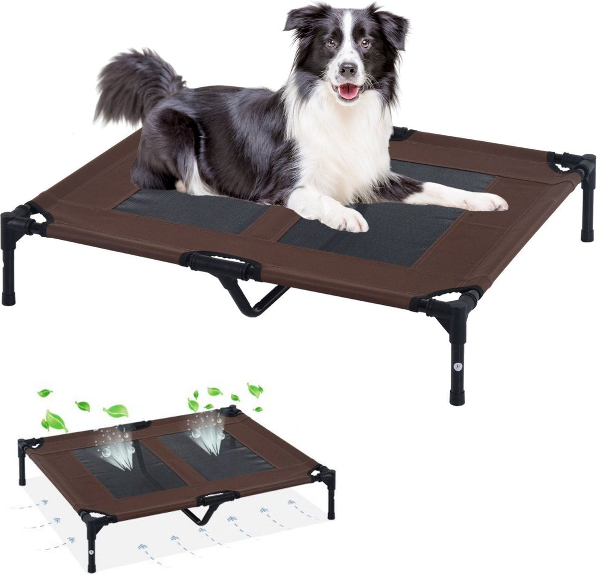 Dog bed - Dog stretcher - Dog sunbed - L - Portable - 92Lx76Wx18H cm - Brown