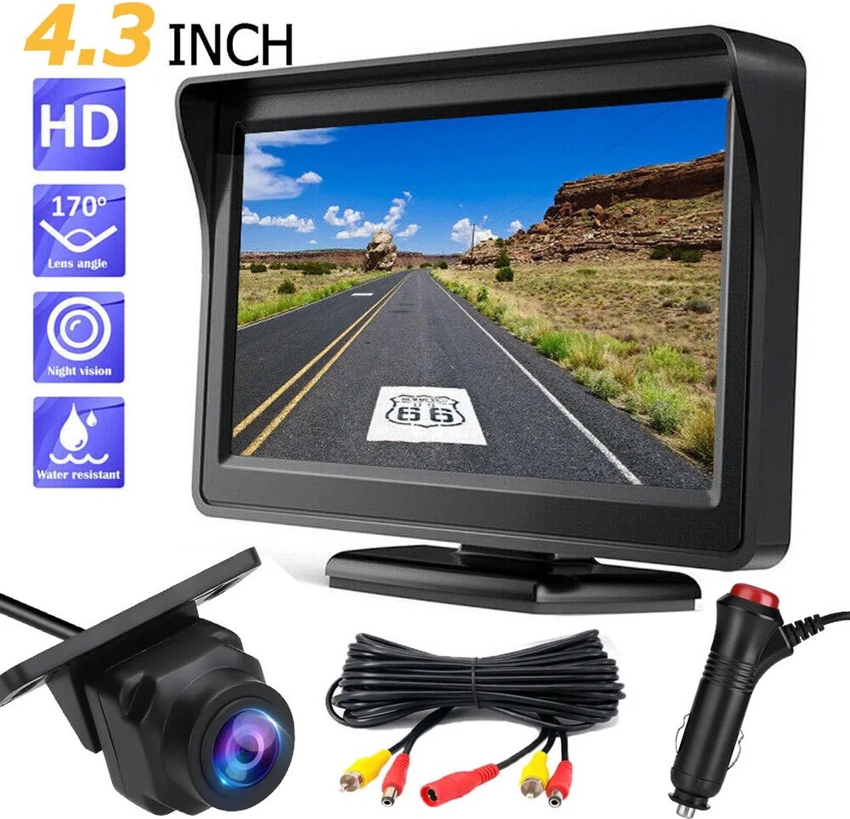 Achteruitrijcamera - Nachtzicht achteruitrijcamera - Achteruitrijcamera voor auto, camper, caravan, vrachtwagen - Waterdicht - Complete set