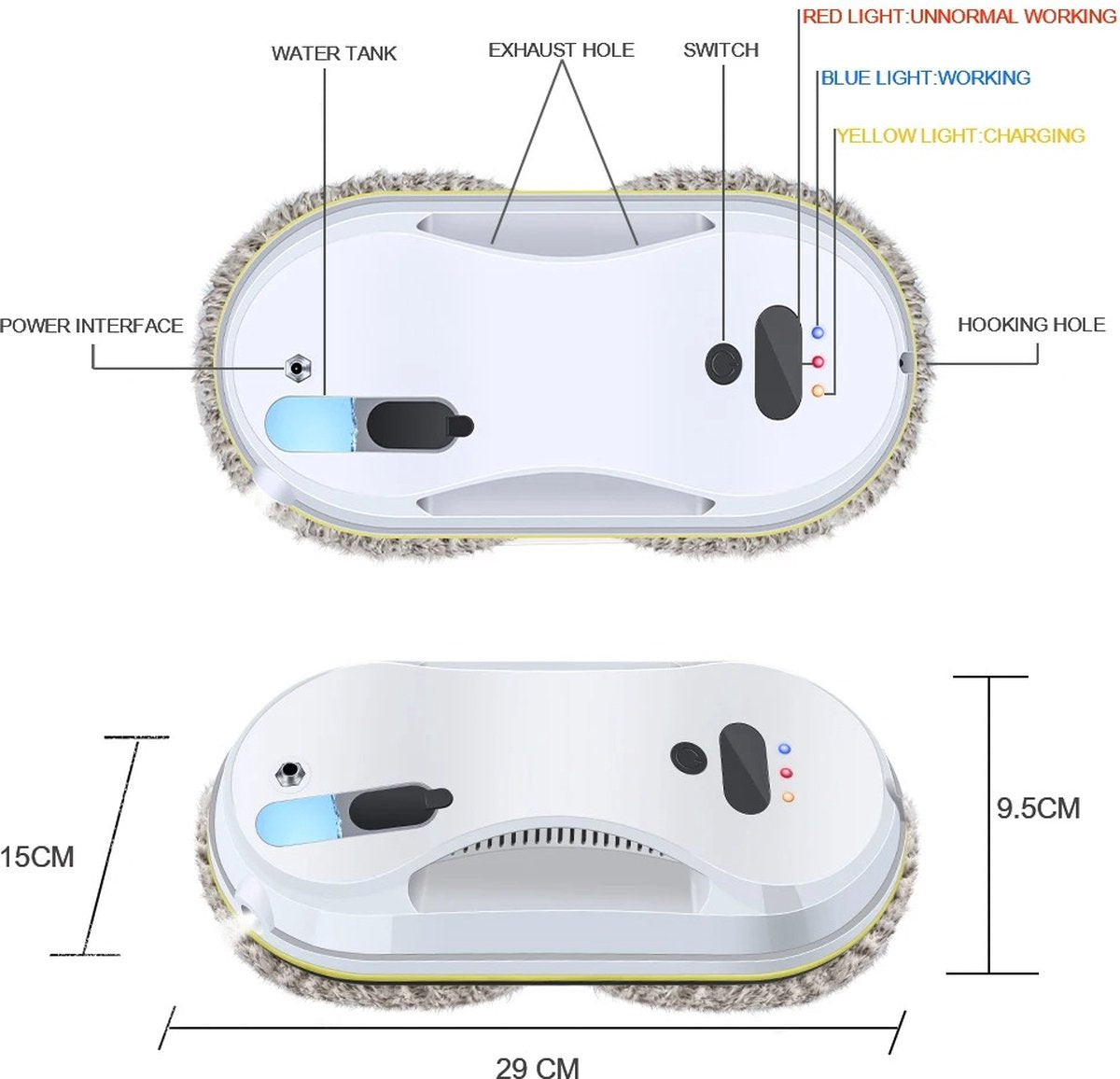 HCR-9 Plus Robot Glazenwasser - Ramenwasser - Ultrasone Water Spuiten - Robot Ramenwasser - Elektrische Glazenwasser