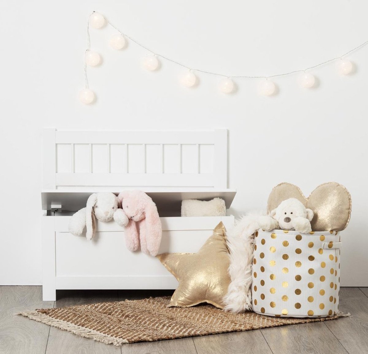 Loic White Bench Toy Chest