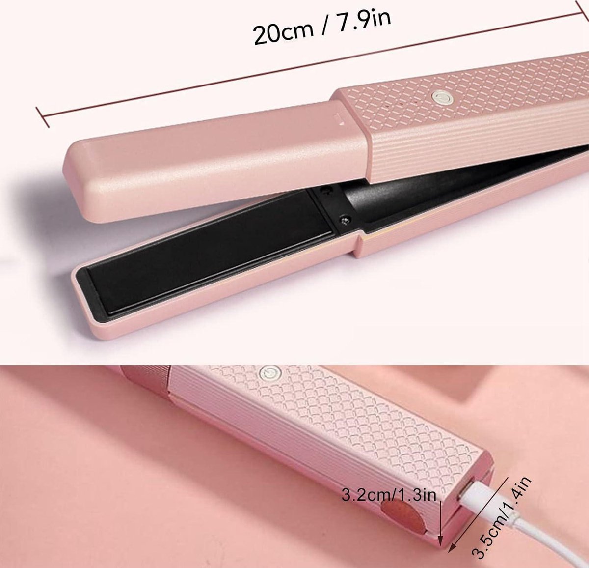 Cordless Hair Straightener Fast Heating - Rollers Hair Curlers Hair Curling Iron - Hot Tools For Girls Women (Pink)