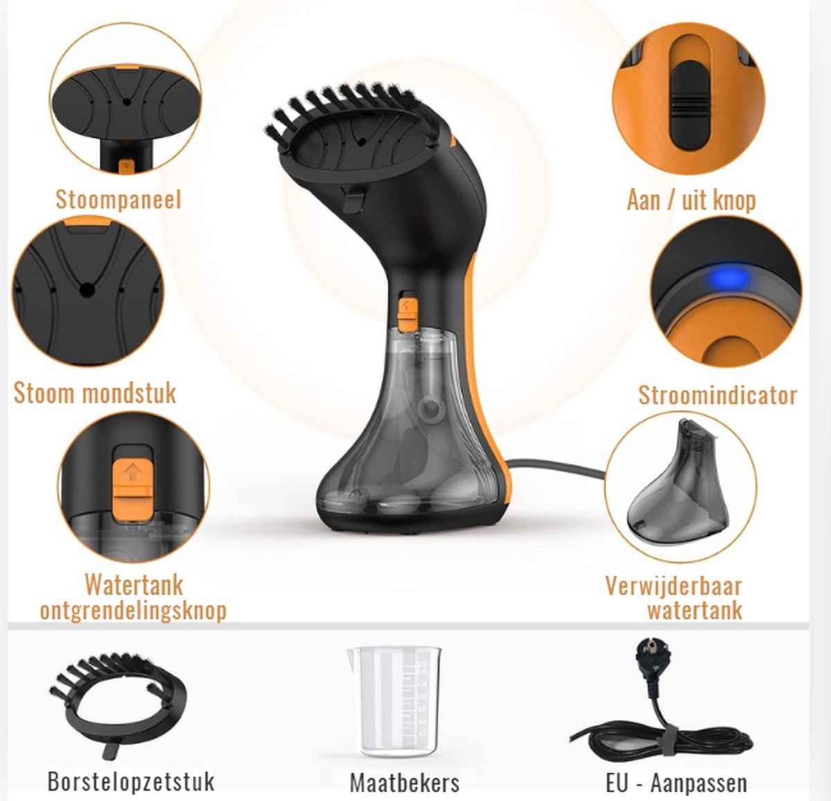 Clothes Steamer - Handheld Steamer - Garment Steamer - Clothing Ironing Machine - For Clothes and Furniture - Portable - Wrinkle Remover