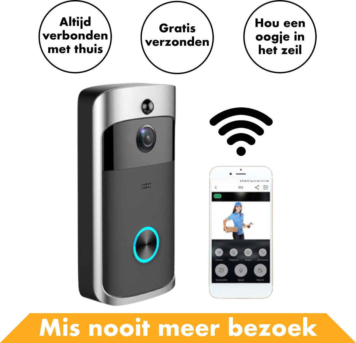 Wireless Video Doorbell with HD Camera and Wifi – Smart Door Bell 1 Receivers Doorbells Bell Push Button Doorbell Sets Wired Alarm Wired Doorbell Wireless Waterproof Chime Push Bell Screen Videophone Security Cameras Video Doorbell Webcam Smart