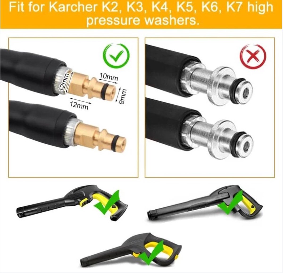 20 m vervangende slangen - voor Karcher K2 K3 K4 K5 K6 K7 hogedrukreinigers - hogedrukslangen - snelkoppelingen en snelsluitingen