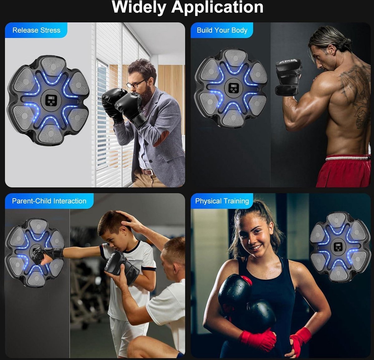Music Boxing Machine Liteboxer - Aan de muur bevestigde boks workout met Bluetooth - Snelheidsinstelling - Muziek boks machine met muziek