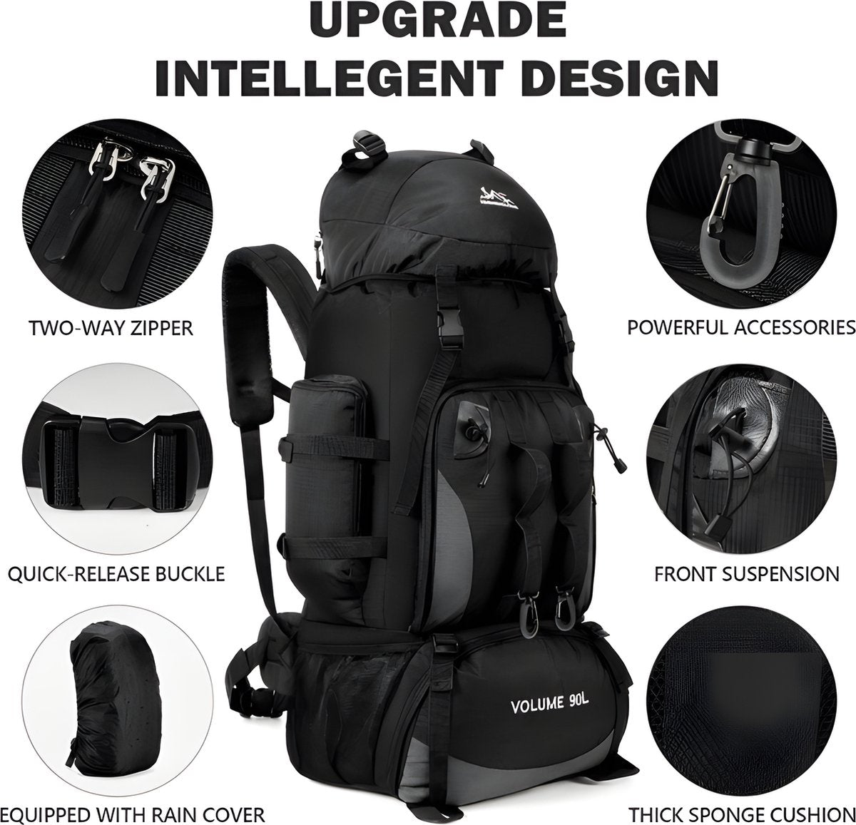 E-Shop4u® - 90L - Backpacks - Rugzak - Waterdichte - Wandelen - Camping - Rugzak - Blauw - Regenhoes - Outdoor - Klimmen - Trekking - Heren - Dames - 90 Liter - Backpack Organizer