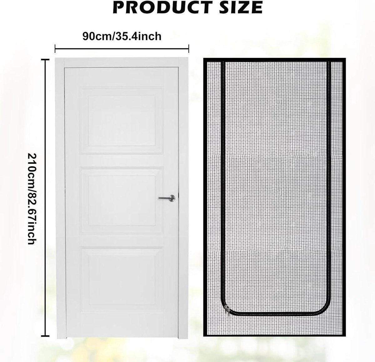 Pet Cat Net For Balcony - Cat Screen Door With Zipper - Pet Safe Mesh Door - Cat Grille For Balcony Door - 90 x 210 cm Cat Net - Cat Net Balcony