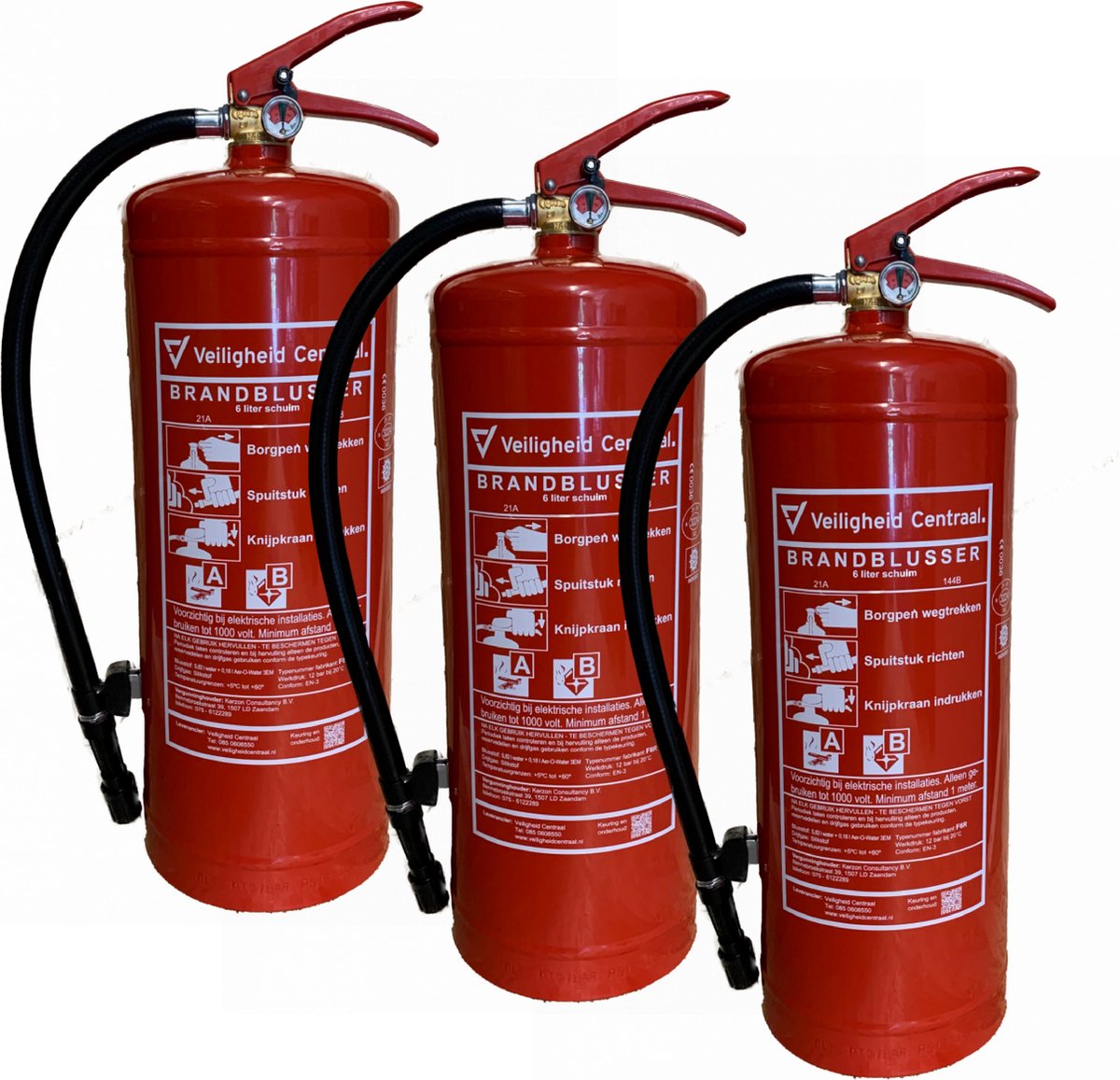 Foam extinguisher 6 litres - Includes inspection sticker and mounting bracket - 3 pieces - Complies with legal requirements