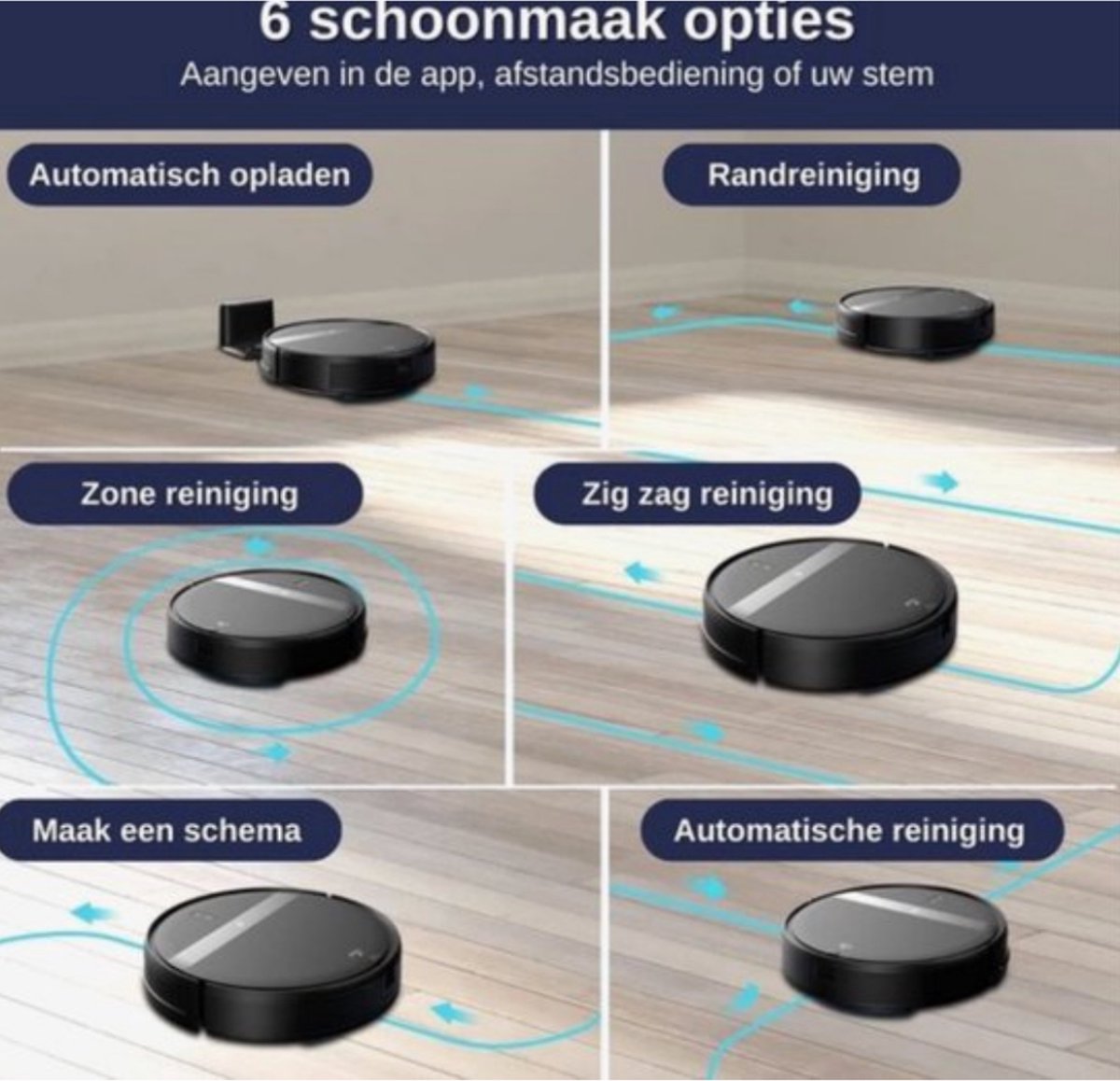 Robotstofzuiger Met Dweilfunctie - Met Laadstation - Huisdieren - 2024 Model - Zwart