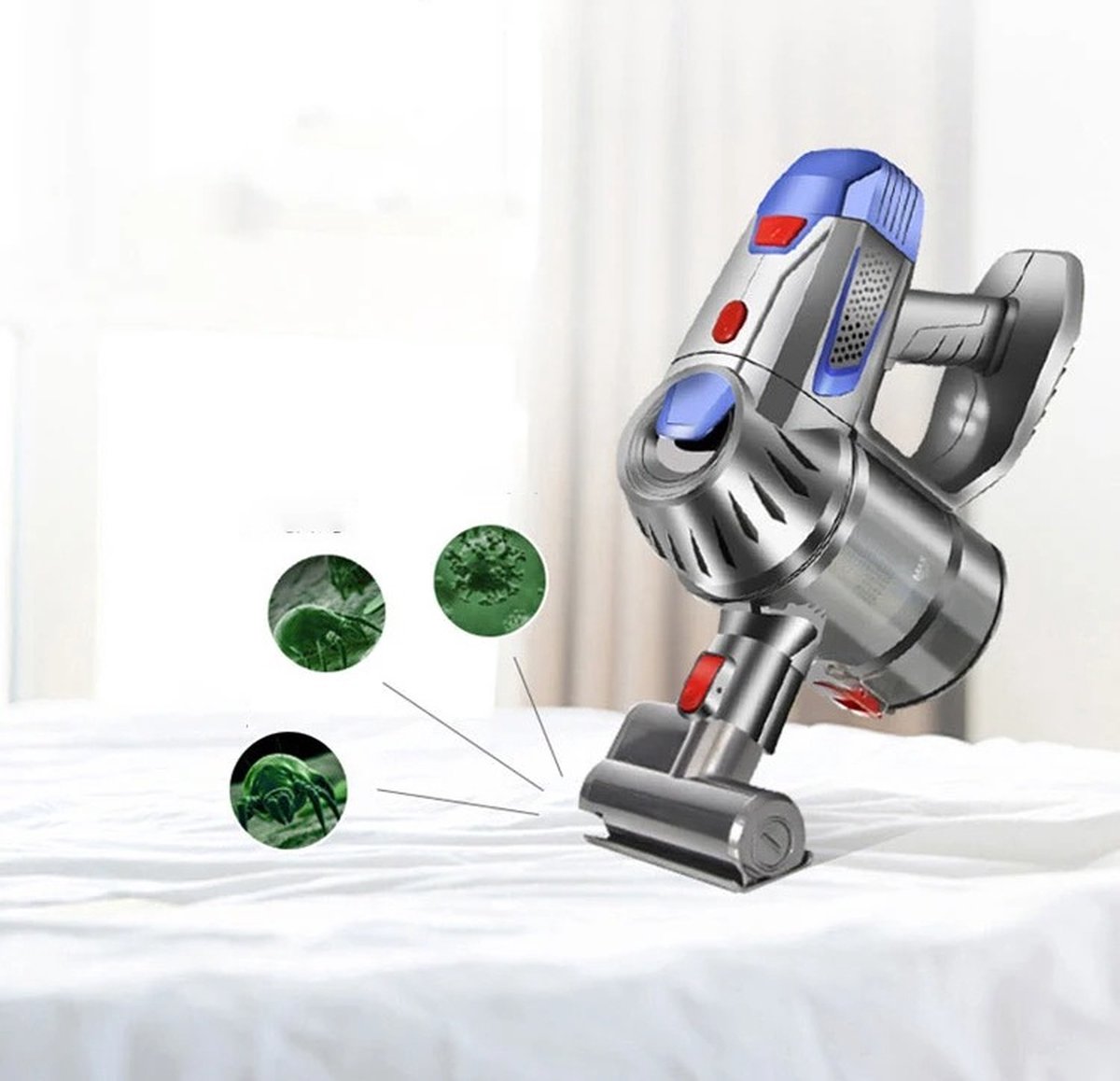 MazrekuHome® Bagless Vacuum Cleaner - Cordless Vacuum Cleaner - Powerful Suction with Dual Motor and LED Lighting