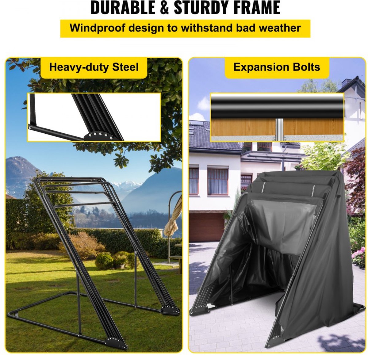 Heavy Duty Motorstalling Tent Hoes Opslag Garage met TSA-Cijferslot en Draagtas