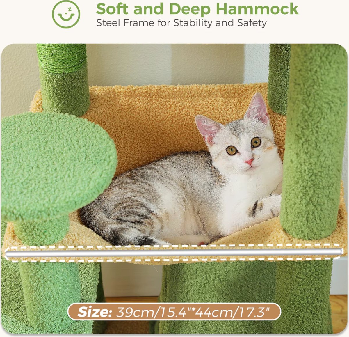 Luxe kattenboom - krabpaal voor katten - kattenhuis - kattenmeubel - kattentoren - groen - 40x44x136cm