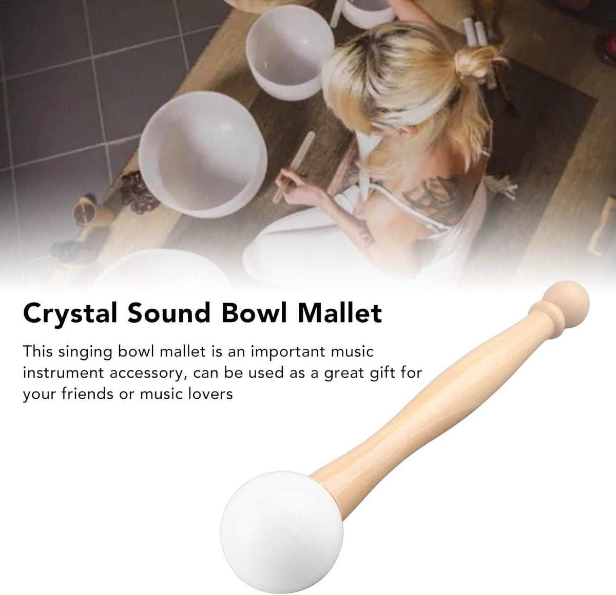 Crystal singing bowl wooden sound bowl - silicone hammer for yoga accessories