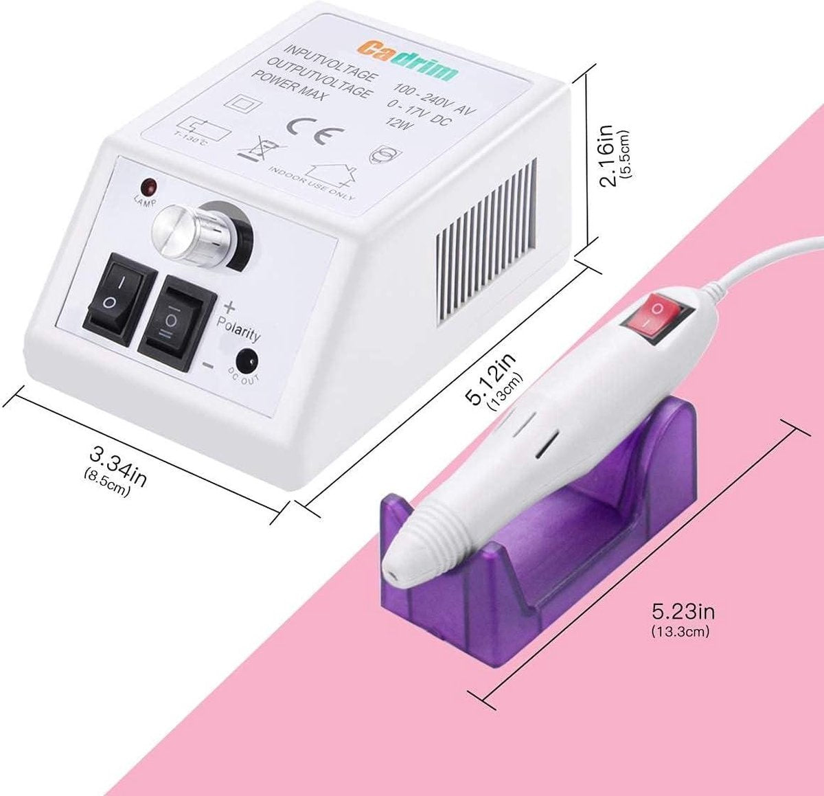Cadrim Elektrische Manicure-Nagelmachine - Pedicure-Schuurmachine met 6 Opzetstukken voor Salon - Festivalgeschenken Nagelvijl Elektrisch