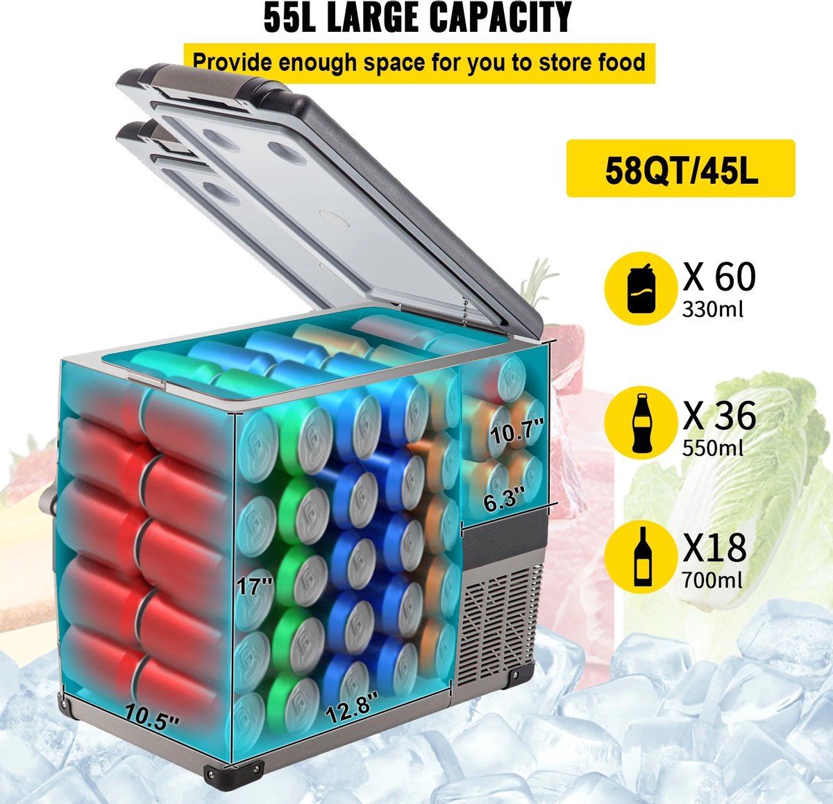 Verkoop Nederland® - 35L - Koelbox Auto - Elektrische Koelbox - Koelkast - Vriezer - Draagbare Compressor Koeler - 12/24V DC 110-240V - Koelbox voor Camping - 60W