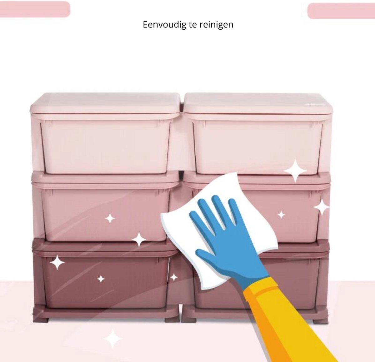 Storage boxes - Drawer cabinet with storage box - Toy organizer - Toy cabinet - Pink - 75L x 37W x 56.5H cm