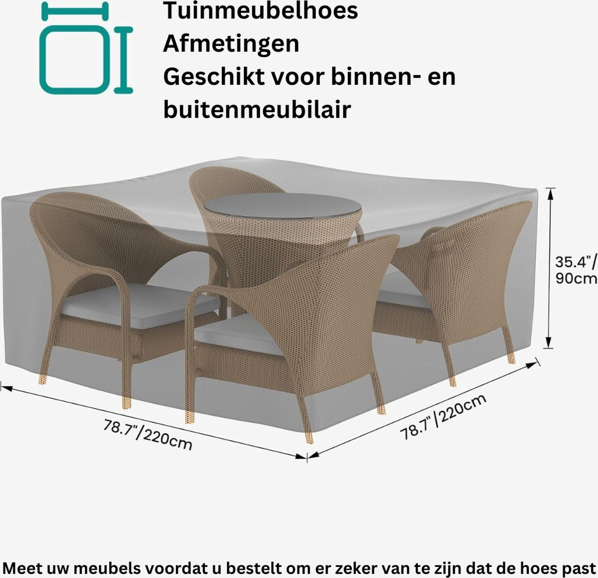 Tuinmeubelhoezen - 220x220x90 cm - Waterdicht - 600D Oxford Stof - Afdekhoes - UV-bestendig - Loungesethoes - Beschermhoes - Afdekzeil - Tuinsethoes - Tuinmeubelhoes - Zwart
