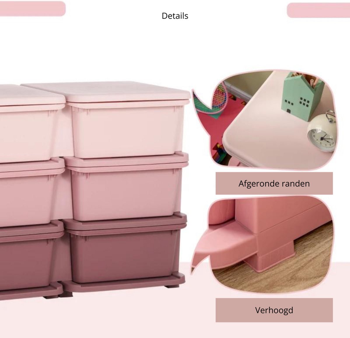 Storage boxes - Drawer cabinet with storage box - Toy organizer - Toy cabinet - Pink - 75L x 37W x 56.5H cm