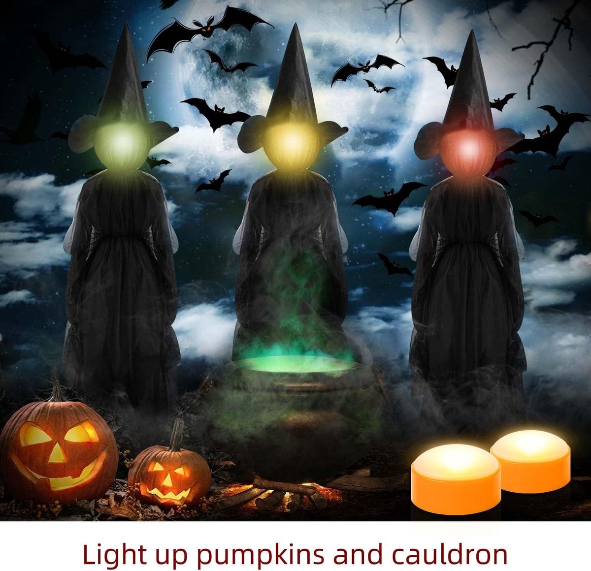 8PCS Halloween Pumpkin LED Lights with Remote Control Timer Bright Flickering Battery Operated Jack-O-Lantern Electric Flameless Candles for Halloween Decorations Gift