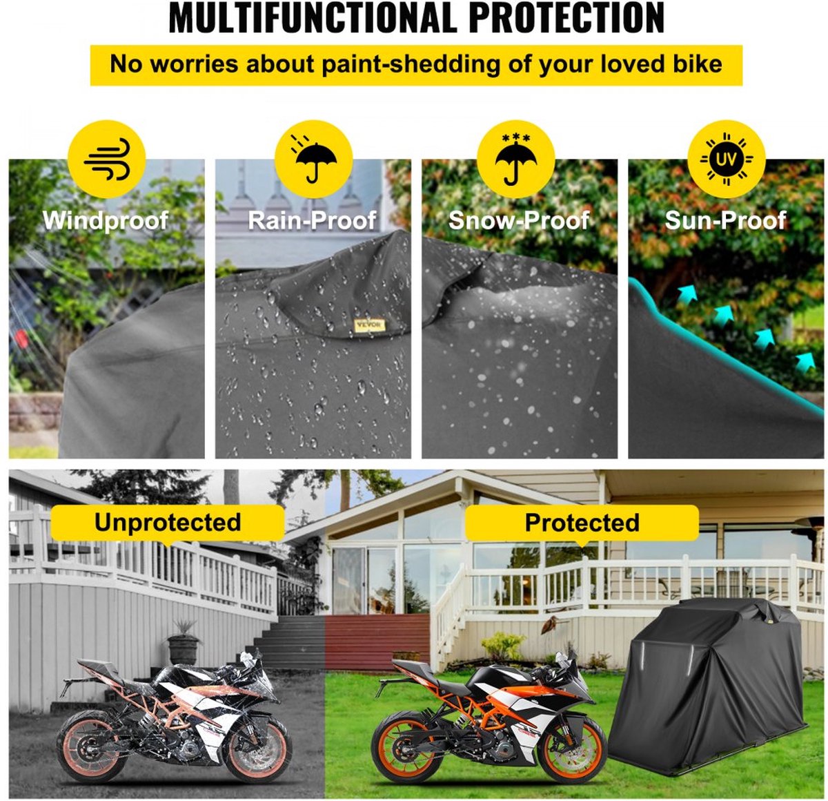 Heavy Duty Motorstalling Tent Hoes Opslag Garage met TSA-Cijferslot en Draagtas