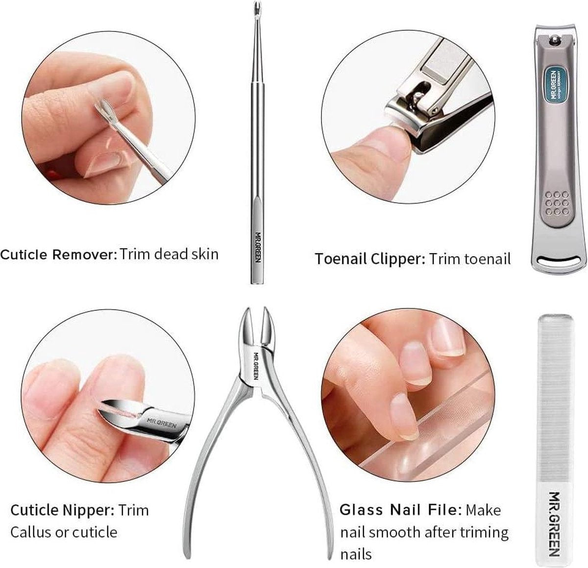 Manicureset - Manicureset nagelknipper set 7-in-1 professionele manicure pedicure roestvrij staal verzorgingsset met lederen etui draagbare reisnagelknipper voor mannen en vrouwen