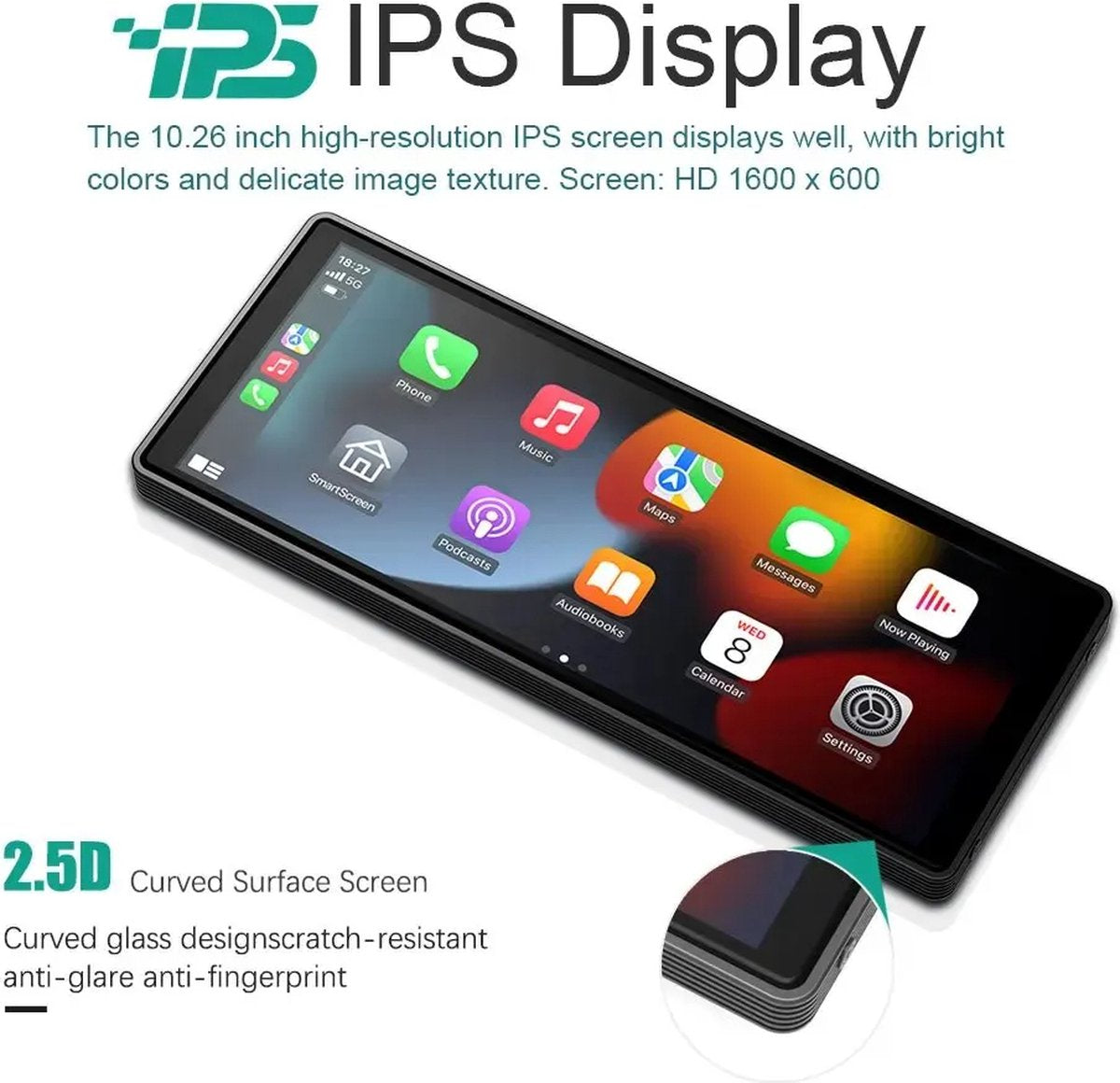 Carplay Scherm - Touchscreen - Navigatiesysteem Auto - Voor Apple & Android - Universeel - Carplay Draadloos - Multimedia Autoradio - 10,26 INCH