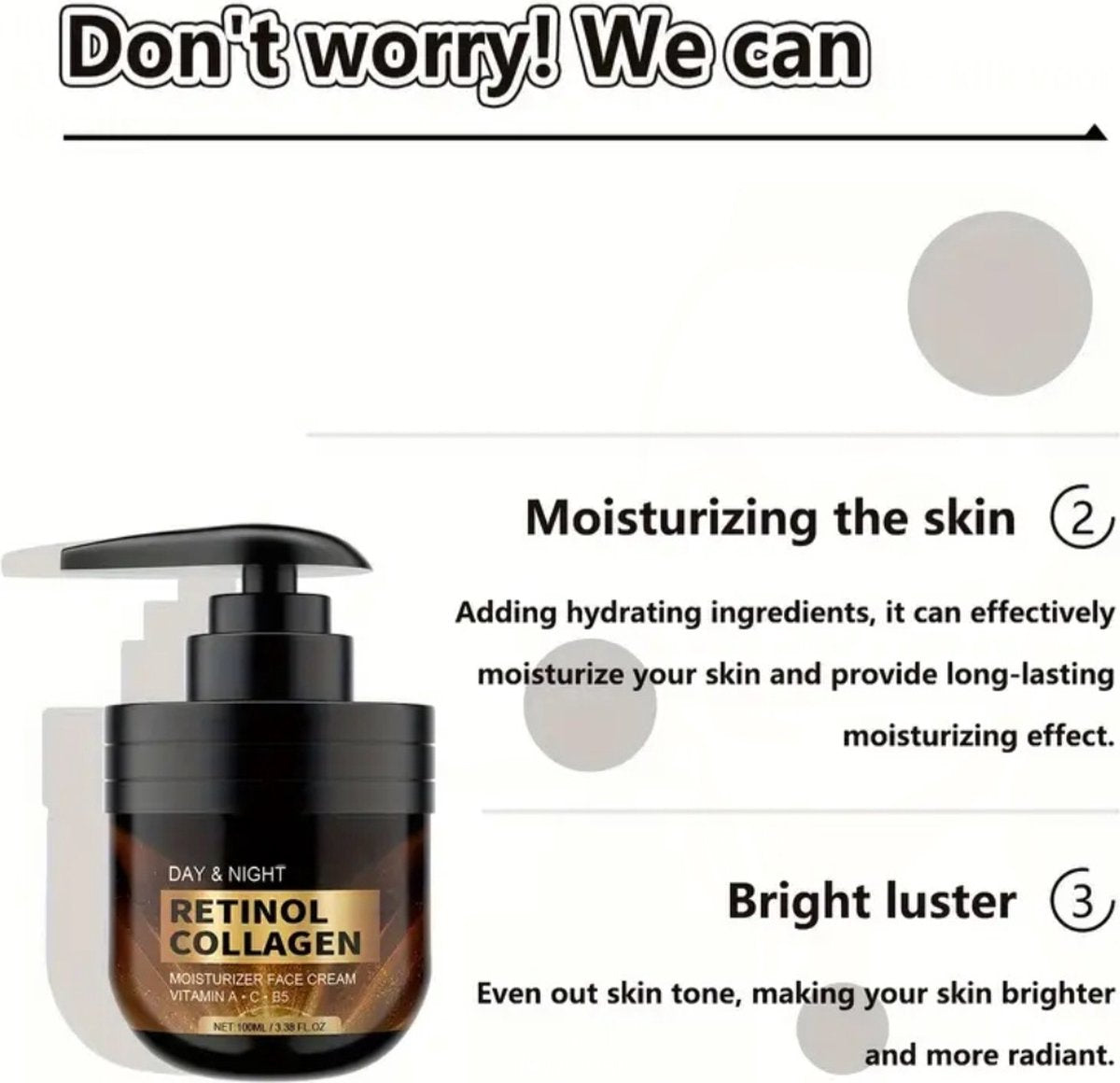 Zeer effectieve collageen en retinol gezichtsverzorging anti-age verstevigt uw huid 100ml