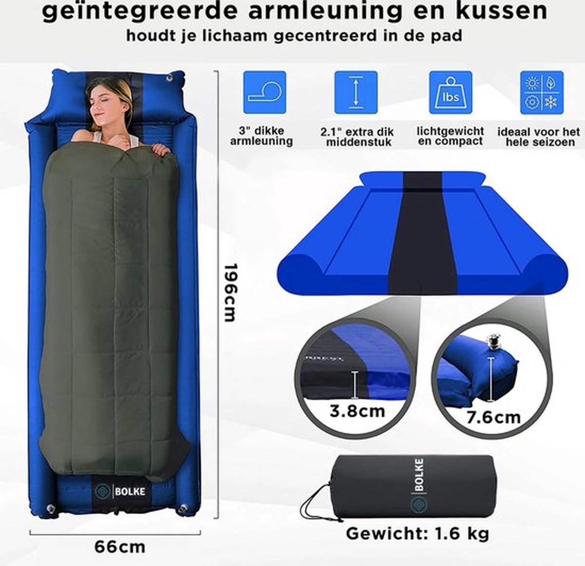 slaapmat - slaapmat zelfopblazend - slaapmatje - slaapmatje 1-persoons - slaapmatten - slaapmat 10 cm - zelfopblazende slaapmat met armleuning