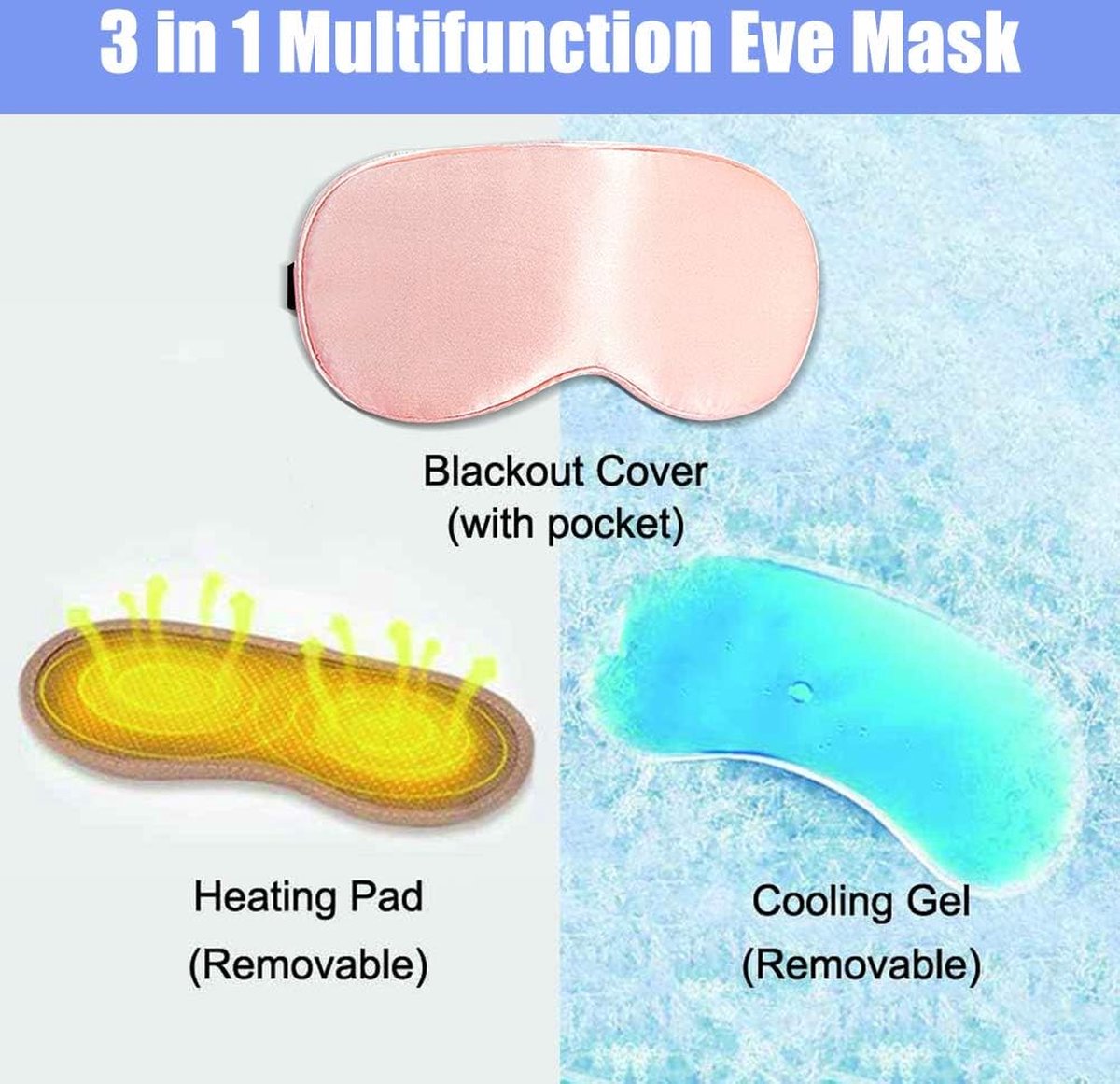 Equivera Heated Eye Mask - 4 Modes - Pink - Electric Eye Mask - Eye Mask - Eye Mask Puffiness - Sleep Mask - Dry Eyes