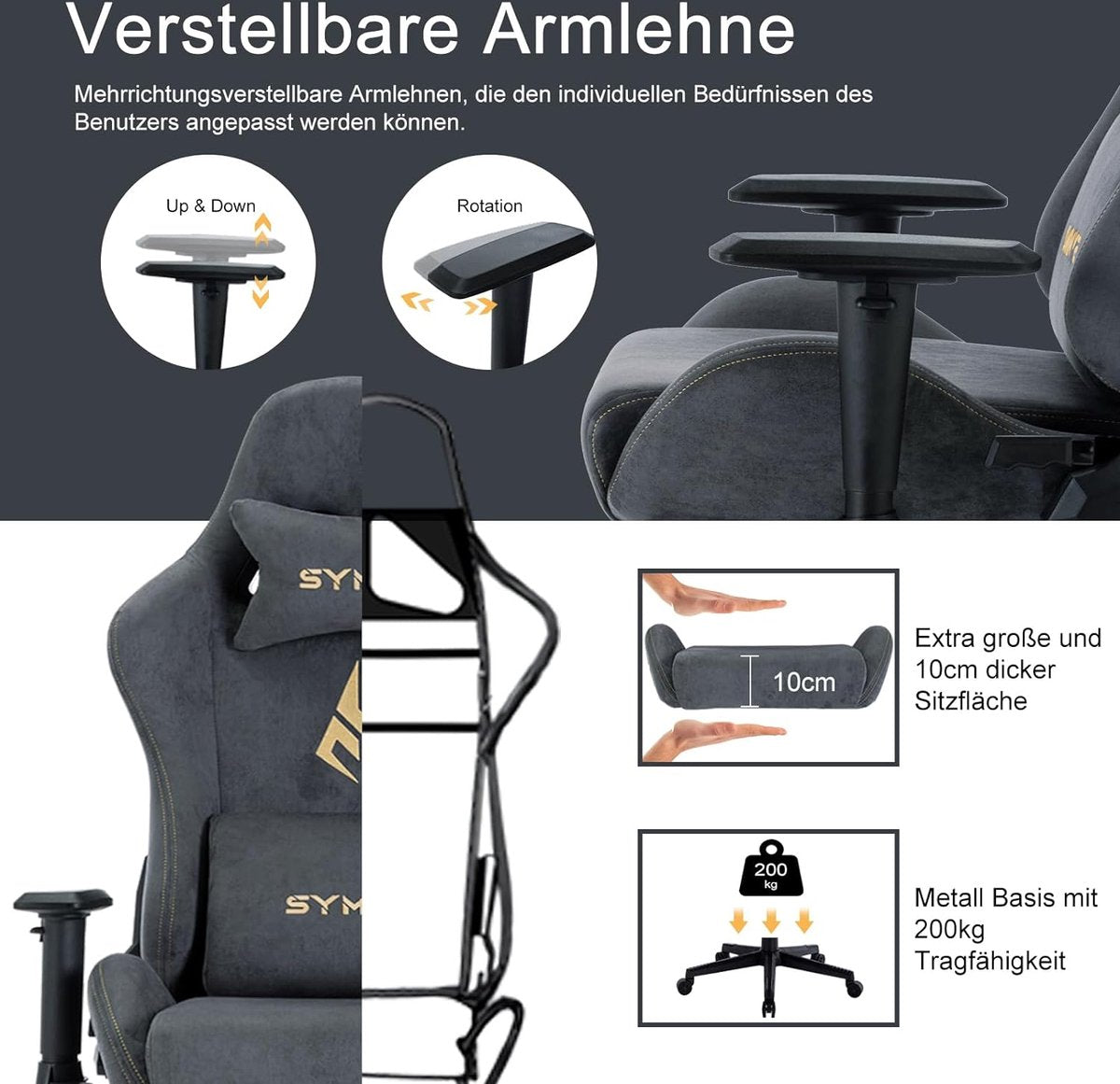 Ergonomische Gaming Stoel met Massage - Grijs