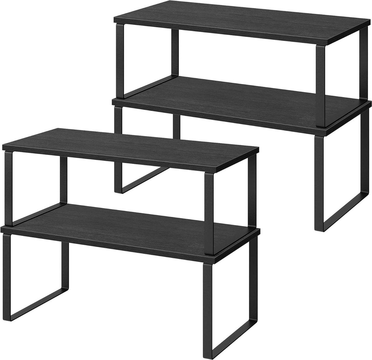 Spice rack for the kitchen - set of 4 - stackable - metal and wood - ink black spice rack hangable