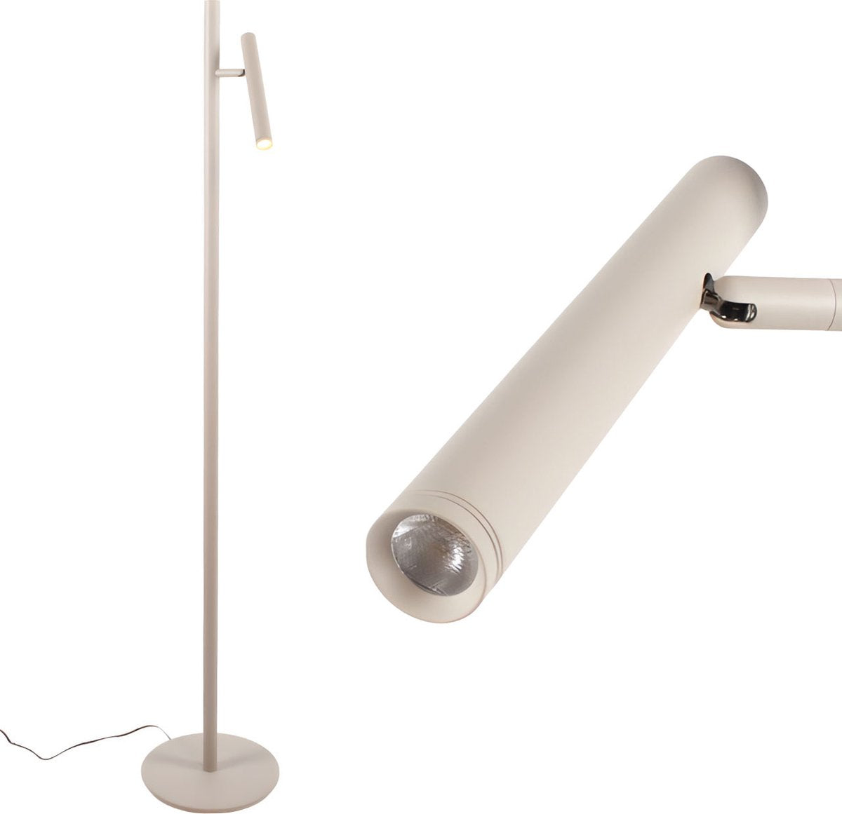 Staande Luogo leeslamp | 1 lichts | zand / beige / crème | metaal | 133 cm | vloerlamp | dimbaar | modern design