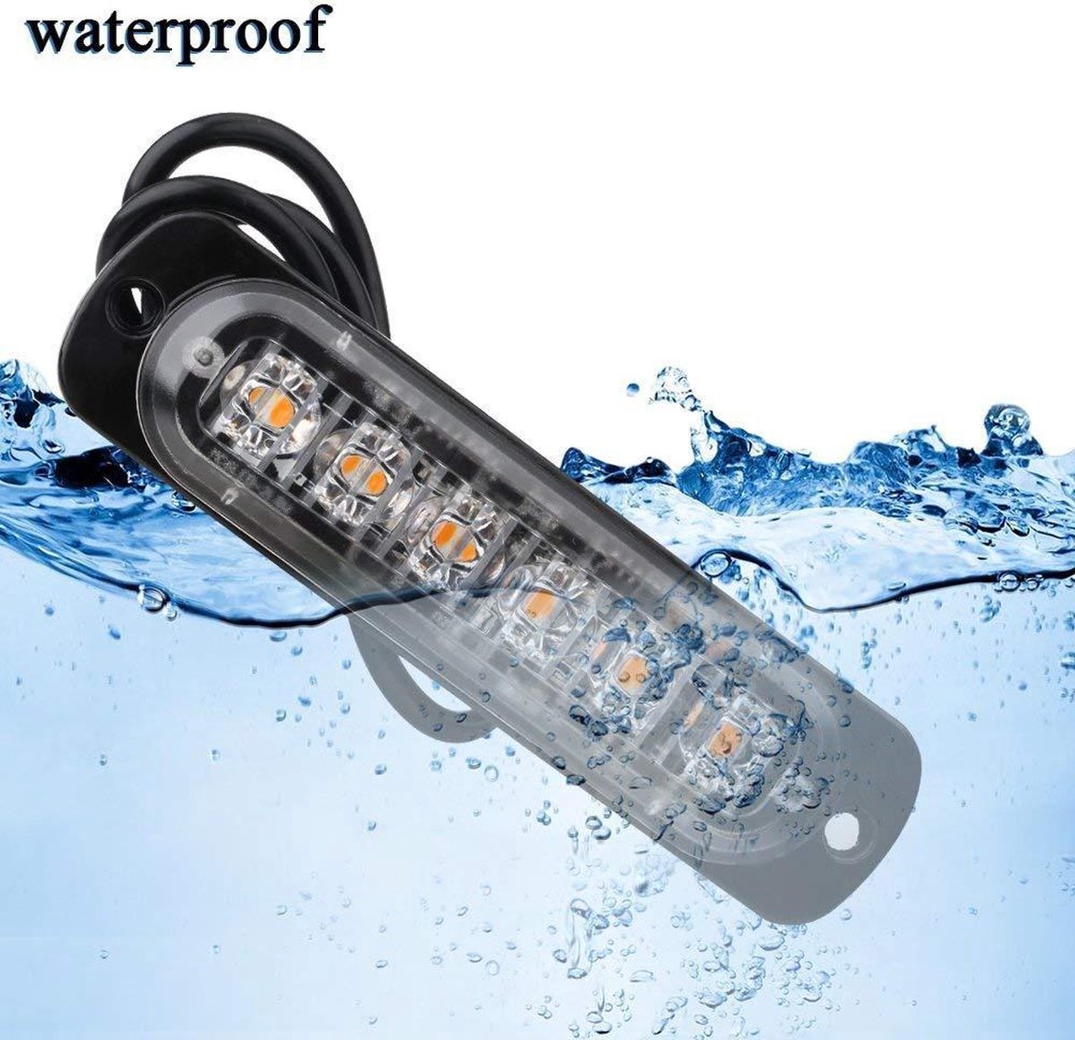 4-delige Waarschuwingslamp - 12V / 24V LED - 18W - 2000K - Noodverlichting - Werkverkeer - 6 LED - 18 Modi - Flitspatronen - AMBER - Oranje - Knipperlichten - Waarschuwingslichten - Knipperlicht - Gevaar - Noodverlichting -