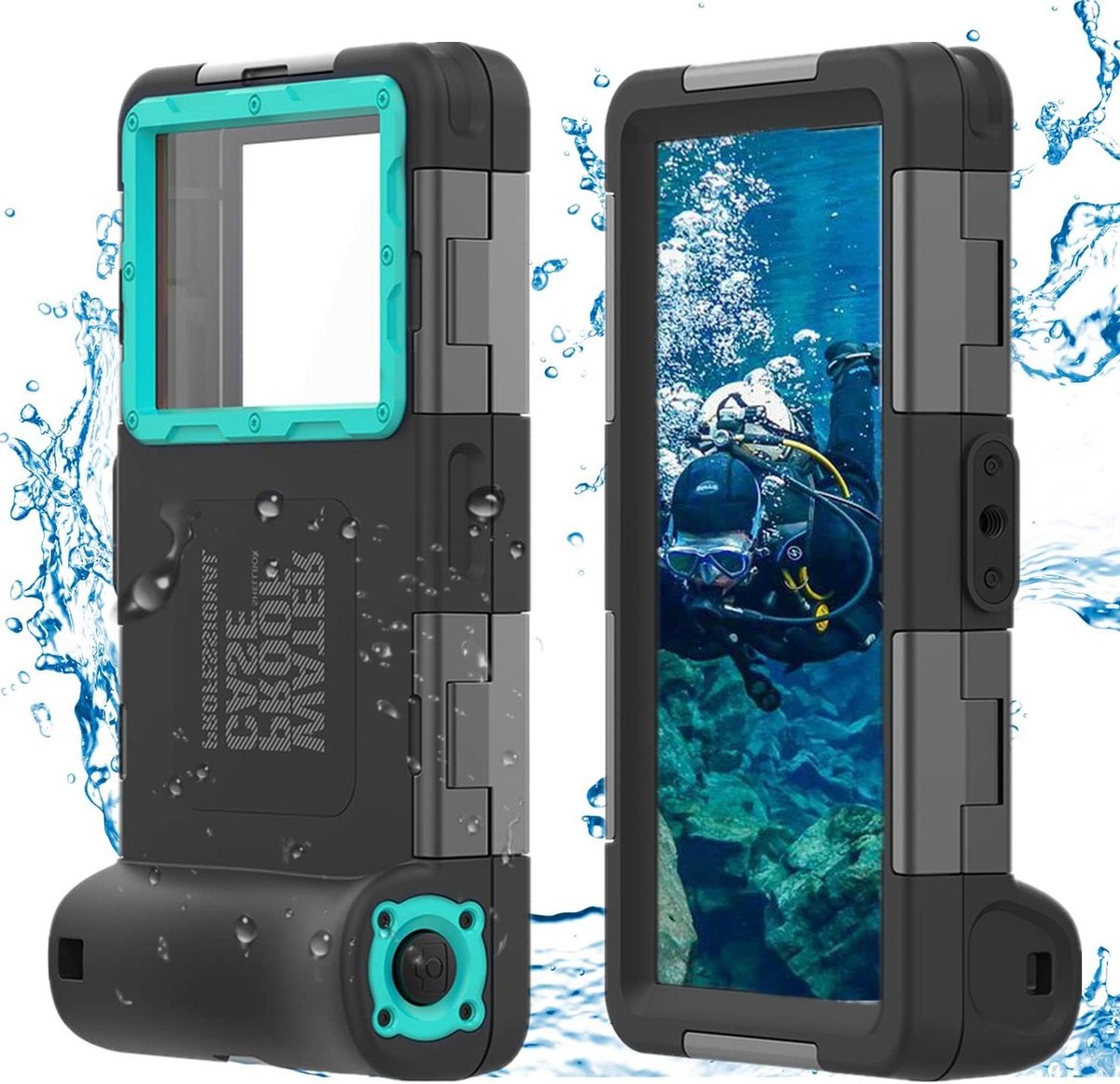Waterdichte Telefoonhoes Universele Smartphone Duikhoes - Zwemmen Snorkelen Onderwater - iPhone 14 Pro Max 13 11 Samsung S23 Ultra S22 S9 Huawei Google OnePlus Xiaomi Motorola - Zwart/Blauw