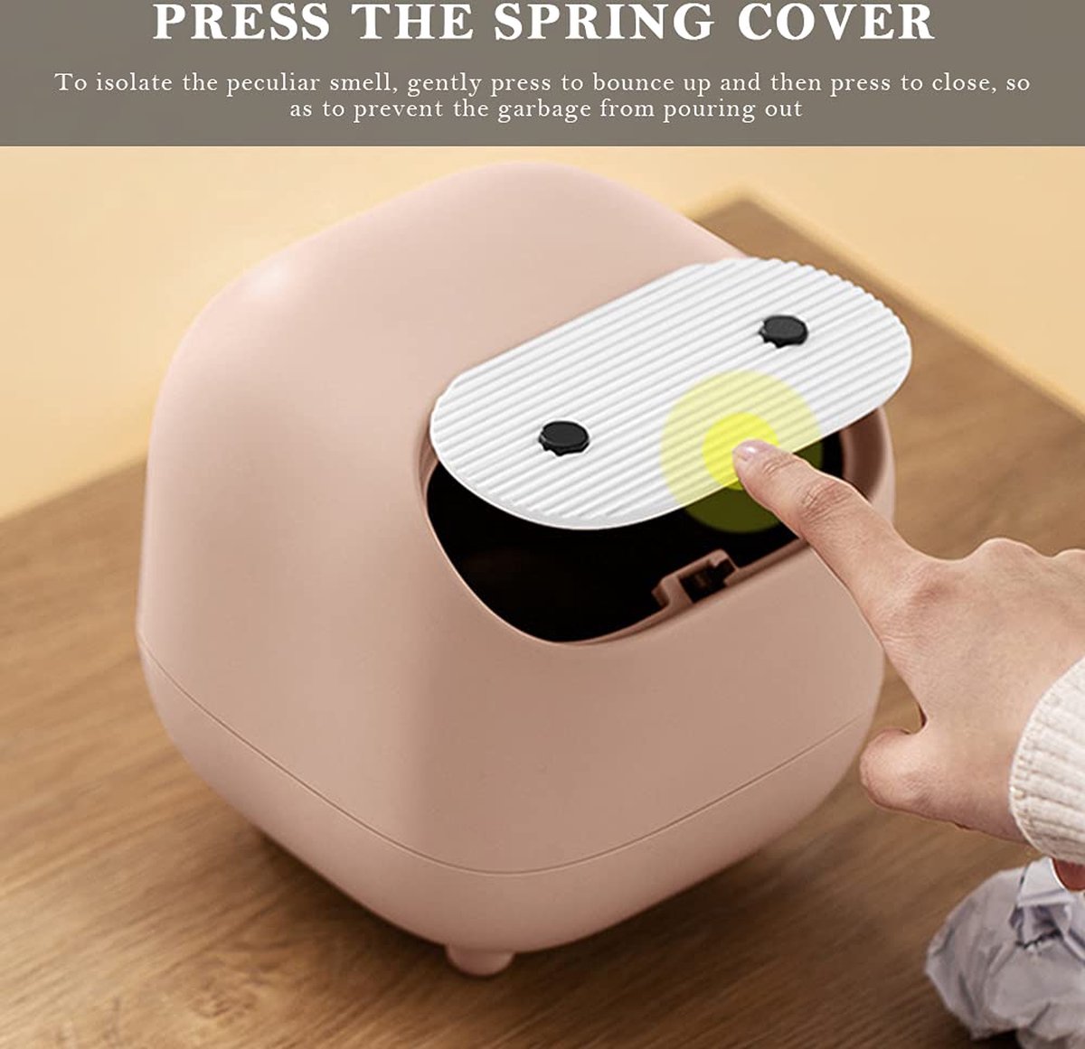Table Bin, Table Bin with Lid, Double Layer Small Trash Can Small Ninja Shaped Desktop Bin with Sliding Lid, Odor Isolation for Kitchen, Bathroom, Desk