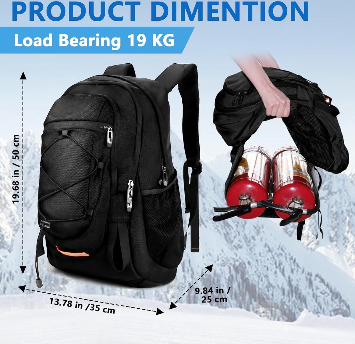 Herenrugzak, 40 liter, wandelrugzak, trekkingrugzak, waterdichte reisrugzak, uniseks, volwassenen, waterbestendig, outdoor rugzak voor klimmen, kamperen, paardrijden, reizen, Zwart 40 l