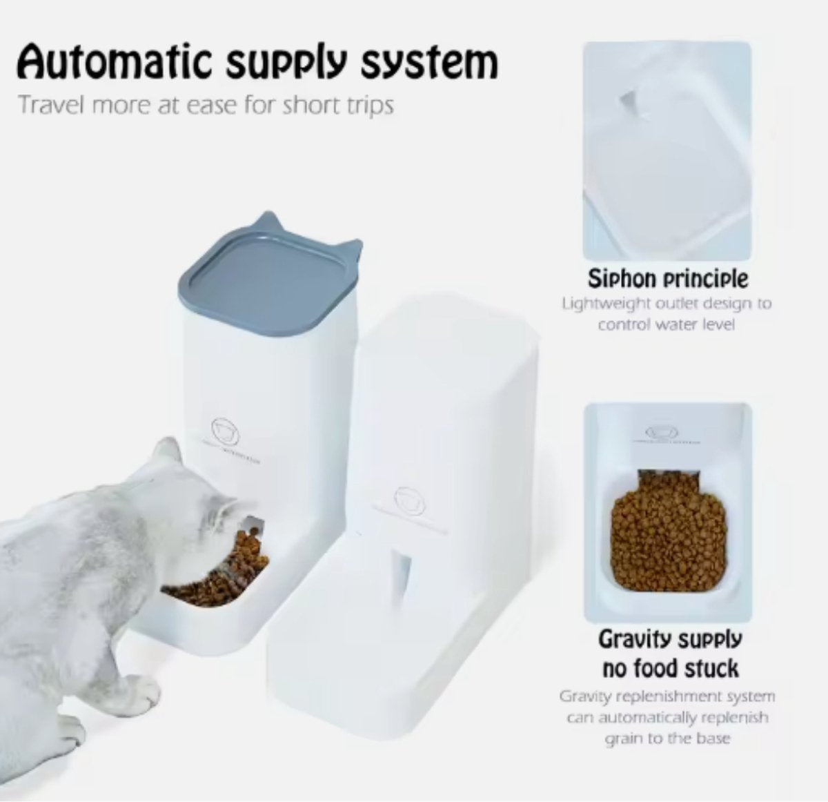 Pet Automatic Food and Water Bowl - Dog and Cat Feeder - Set of 2