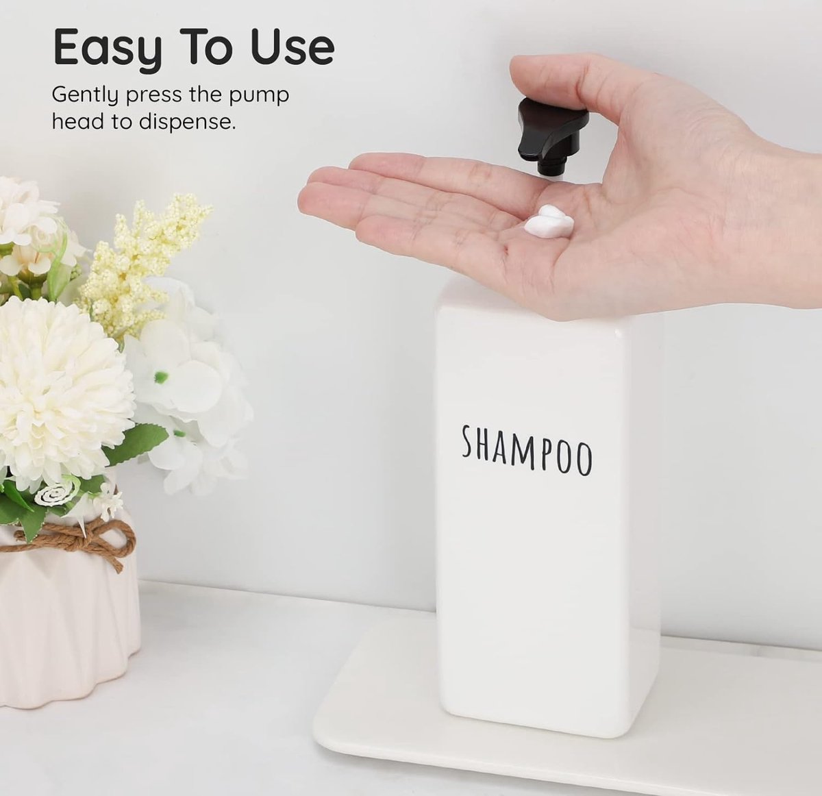Soap Dispenser, 3 Pcs 500ml Soap Dispenser Set with Labels for Shampoo, Conditioner, Body Wash, Shampoo Bottles to Fill for Kitchen and Bathroom, White.