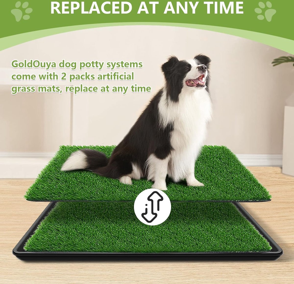 Extra Large Artificial Grass Dog Potty System with Replaceable Mat and Leak-Proof Tray for Indoor and Outdoor Use