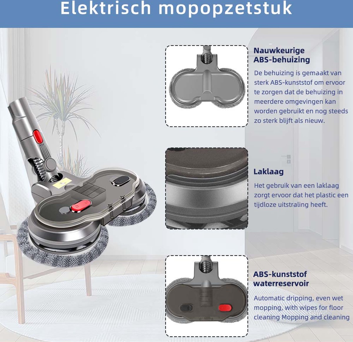 Electric Mop - For Dyson V8 V7 V10 V11 Series - Floor Wiper - Floor Mop - Electric Floor Wiper - 2 in 1 Vacuum and Mop - FREE 6 mops